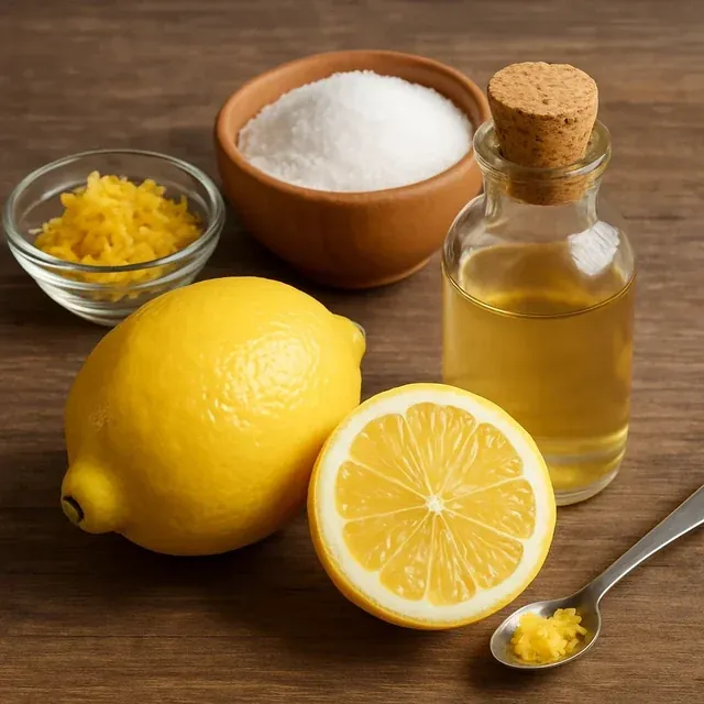 Lemon (citrus extract) shown as raw plant material and powder